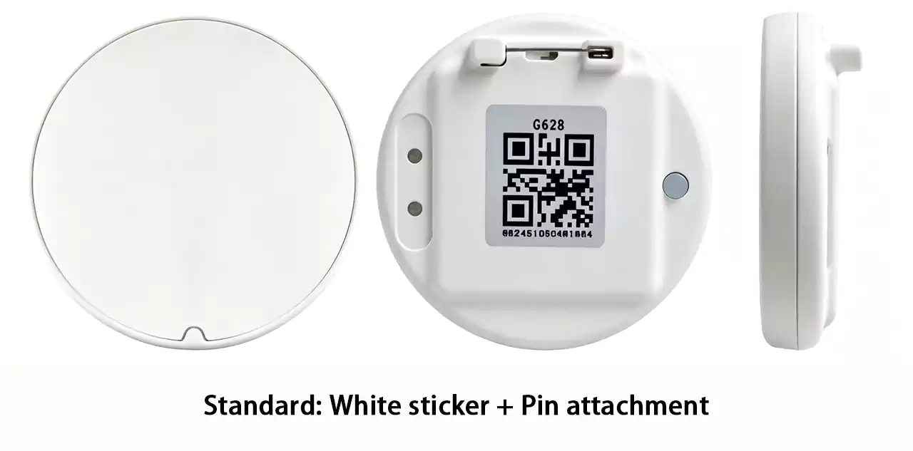 G628G pin-on badge front view – 19g attendance and patrol tracker