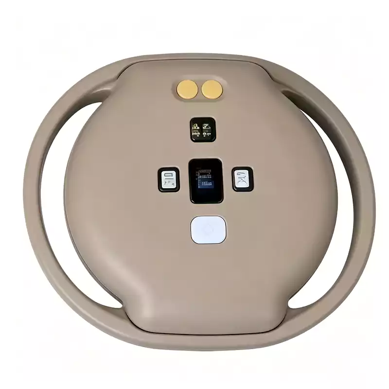 B601 back side showing dual‑colour PPG sensor and magnetic charging contacts