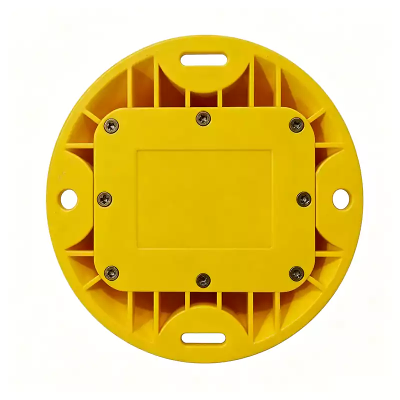OV03 beacon side view and installation diagram, showing 24mm thickness and screw fixing